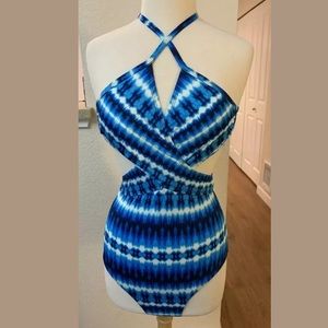 Clean water Tie Die Wrap One Piece Swimsuit